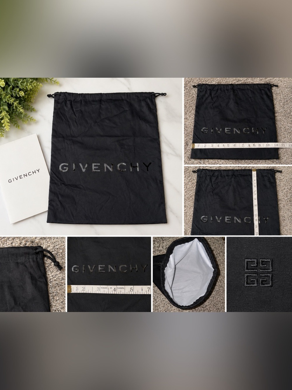 Givenchy Black Drawstring Dust Bag Storage Pouch Large Logo